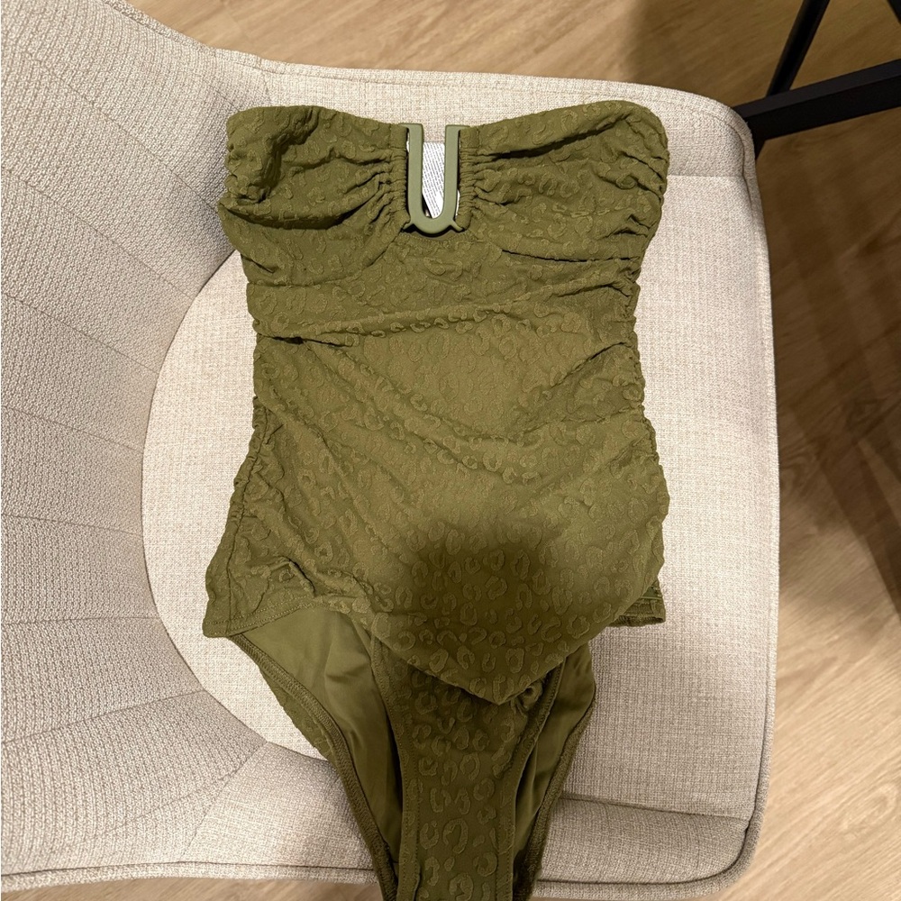 Zimmermann Olive Green Cheetah One Piece Swimsuit NWT - Picture 2 of 4